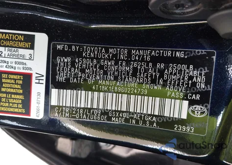 2016 Toyota Avalon Xle Premium from USA, damaged, VIN 4T1BK1EB9GU224739